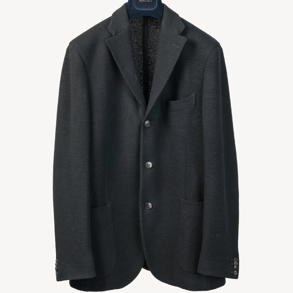 Boglioli Black Virgin Wool Knit K-Jacket Blazer